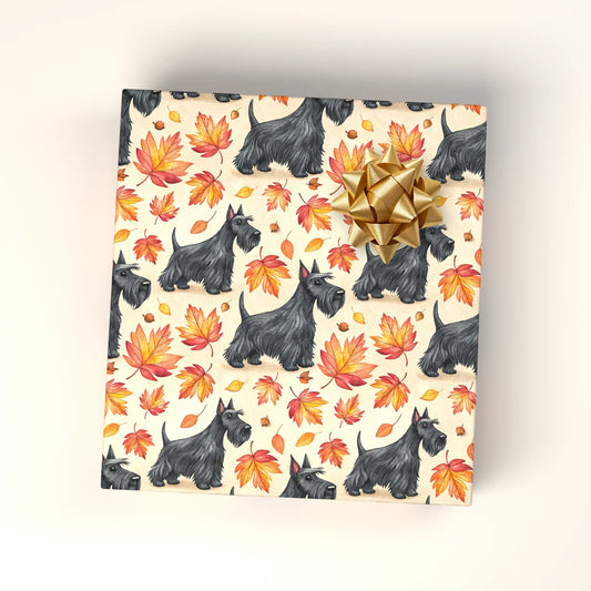 Scottish Terrier Autumn Wrapping Paper — wrapped gift presentation