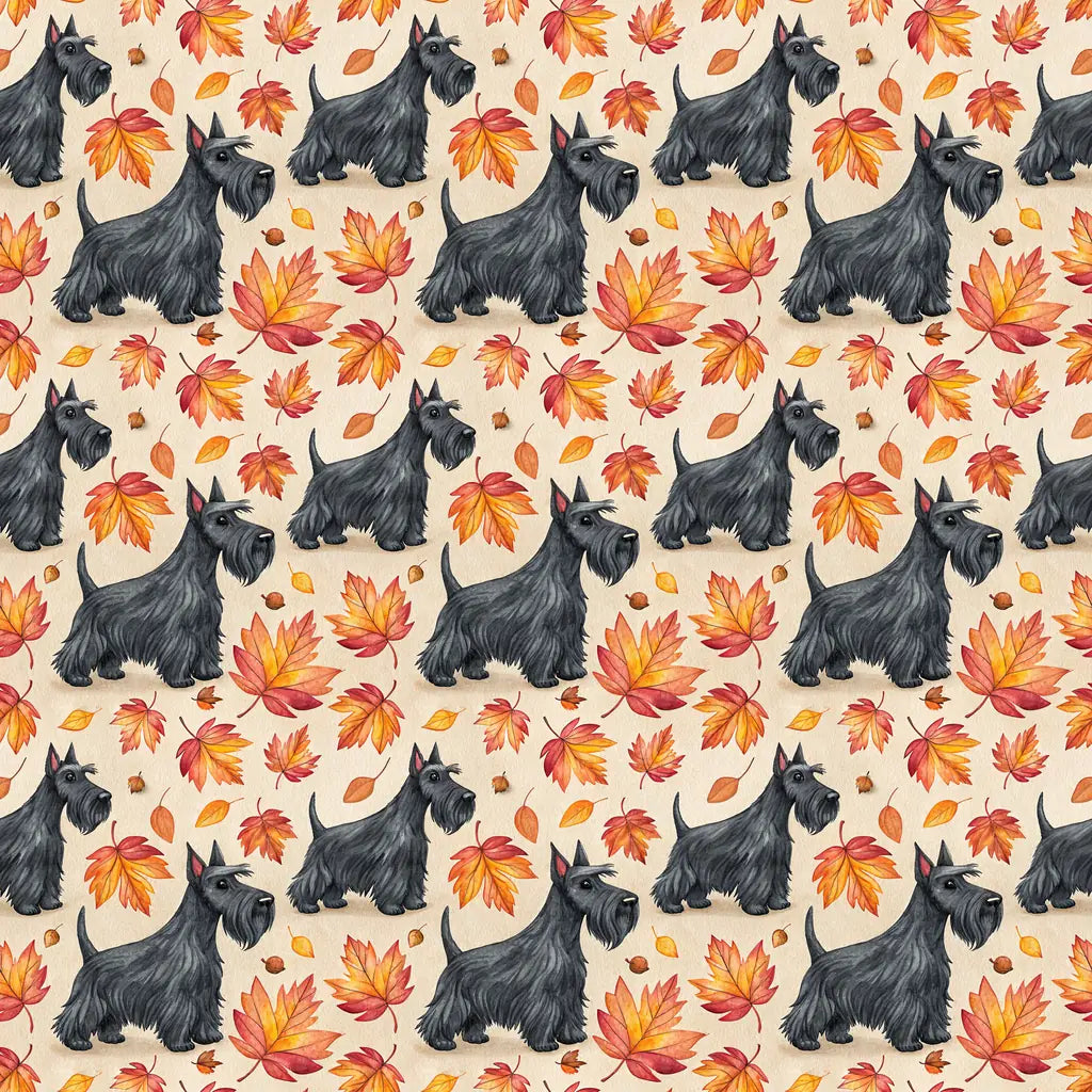 Scottish Terrier Autumn Wrapping Paper — repeating pattern tile