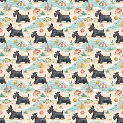 Scottish Terrier Beach Wrapping Paper — repeating pattern tile