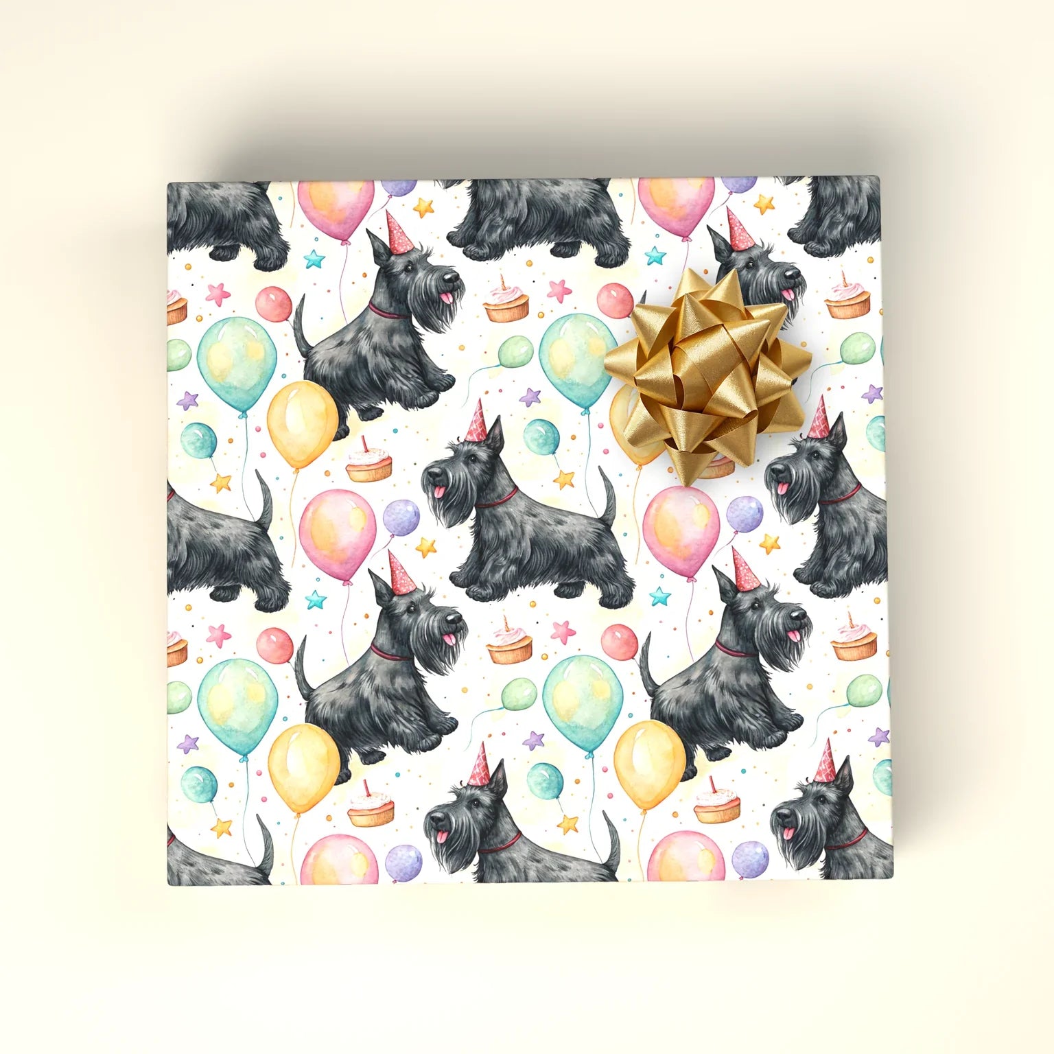 Scottish Terrier Birthday Wrapping Paper — wrapped gift presentation