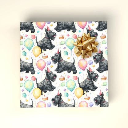 Scottish Terrier Birthday Wrapping Paper — wrapped gift presentation