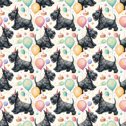Scottish Terrier Birthday Wrapping Paper — repeating pattern tile
