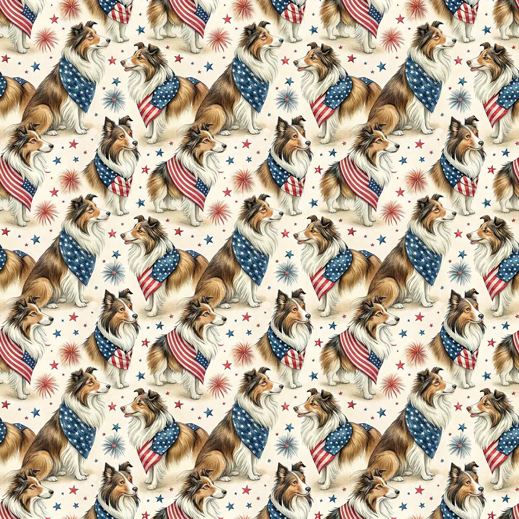 Sheltie Americana Wrapping Paper — repeating pattern tile