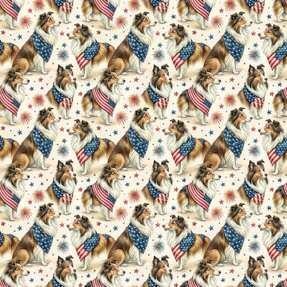 Sheltie Americana Wrapping Paper — repeating pattern tile