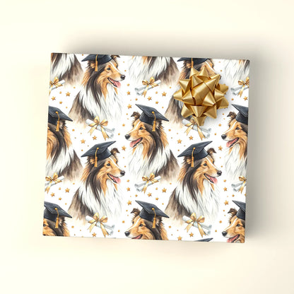 Sheltie Graduation Wrapping Paper — wrapped gift presentation