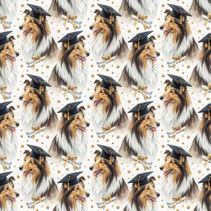 Sheltie Graduation Wrapping Paper — repeating pattern tile