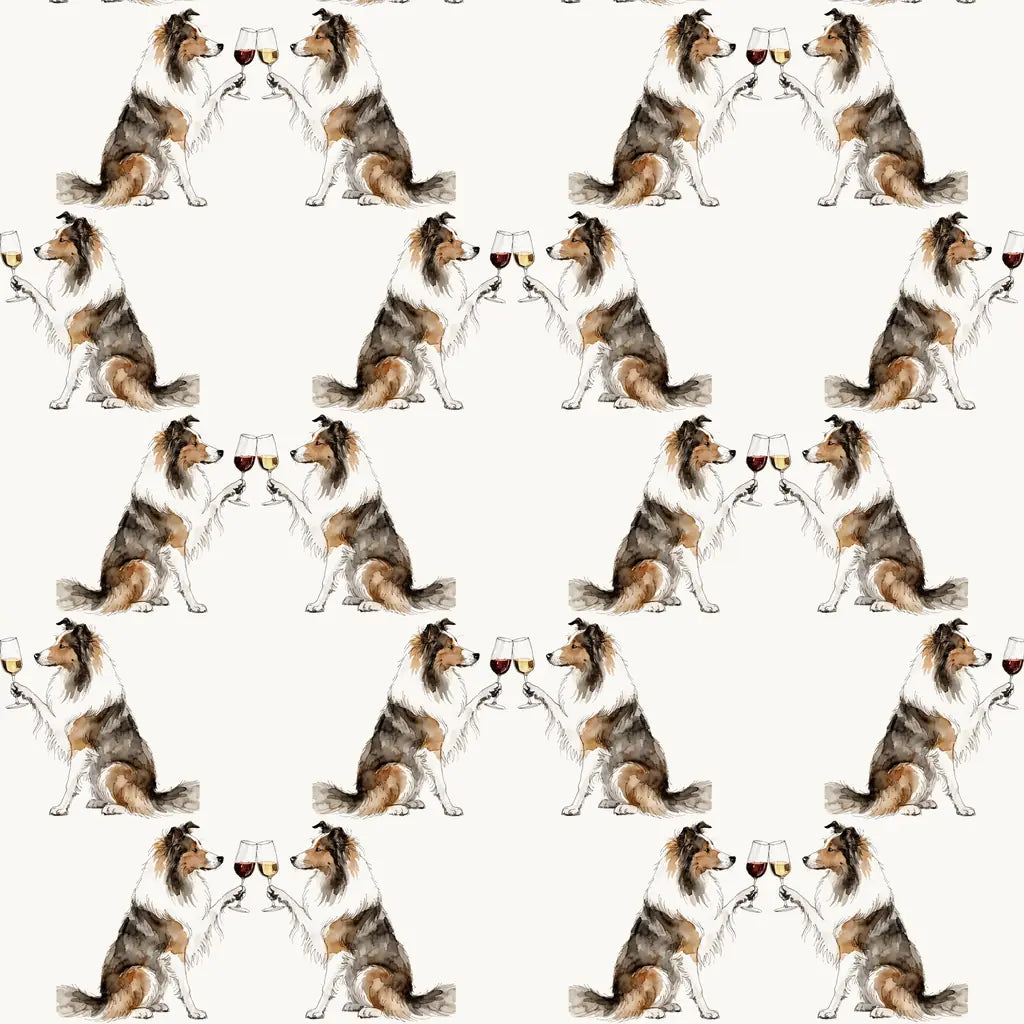 Sheltie Happy Hour Wrapping Paper — repeating pattern tile