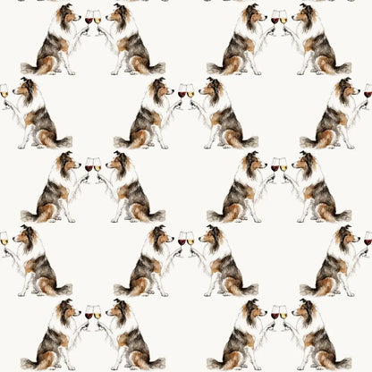 Sheltie Happy Hour Wrapping Paper — repeating pattern tile