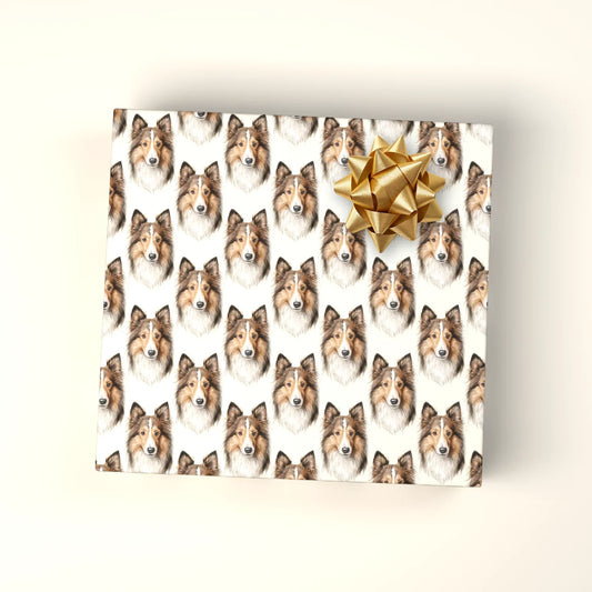 Sheltie Portrait Wrapping Paper — wrapped gift presentation