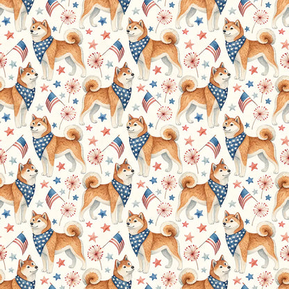 Shiba Inu Americana Wrapping Paper — repeating pattern tile