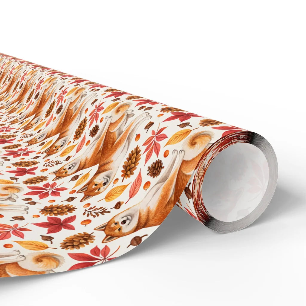 Shiba Inu Autumn Wrapping Paper — paper roll