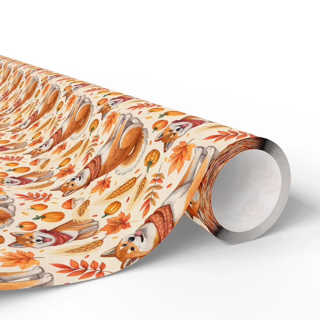 Shiba Inu Fall Harvest Wrapping Paper — paper roll