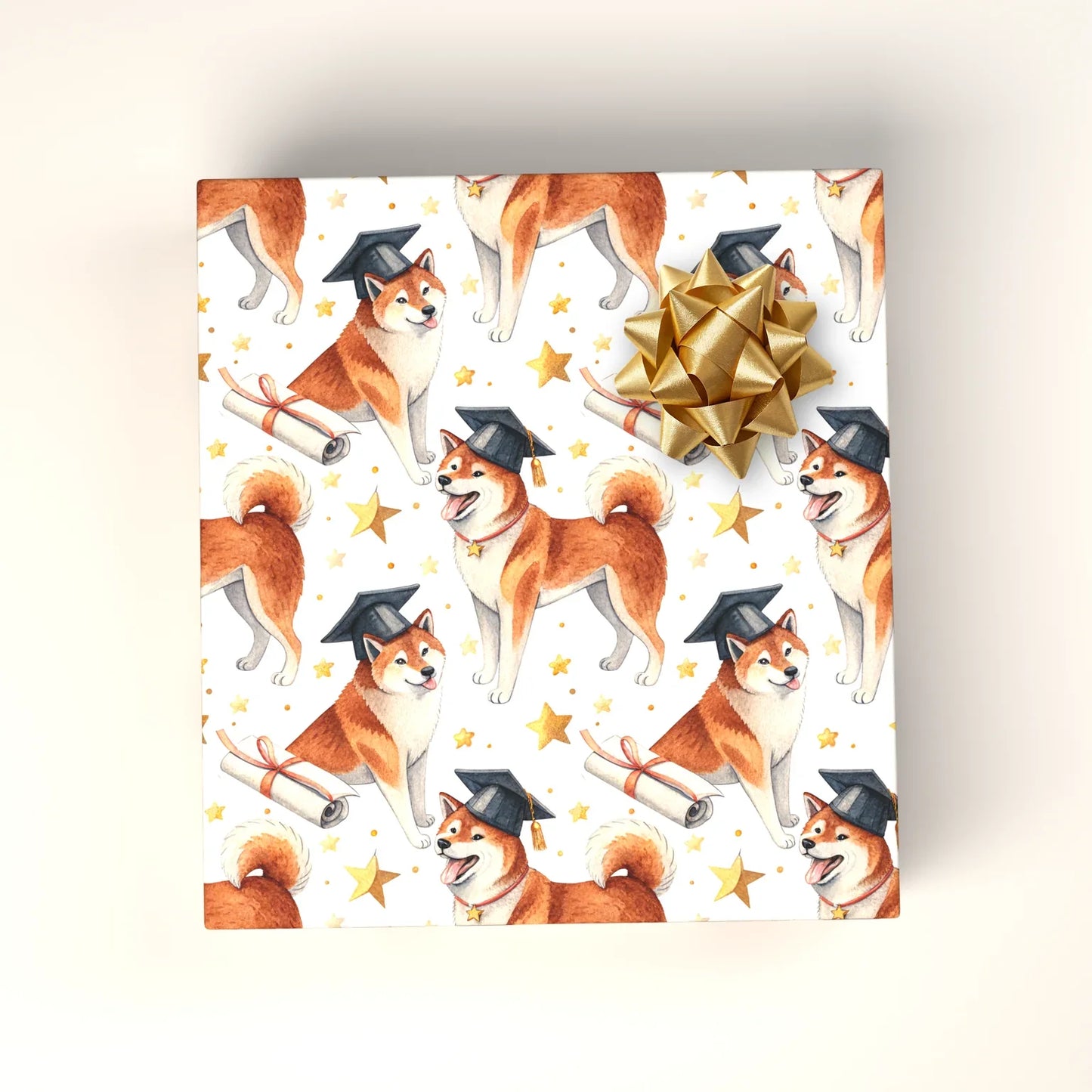 Shiba Inu Graduation Wrapping Paper — wrapped gift presentation