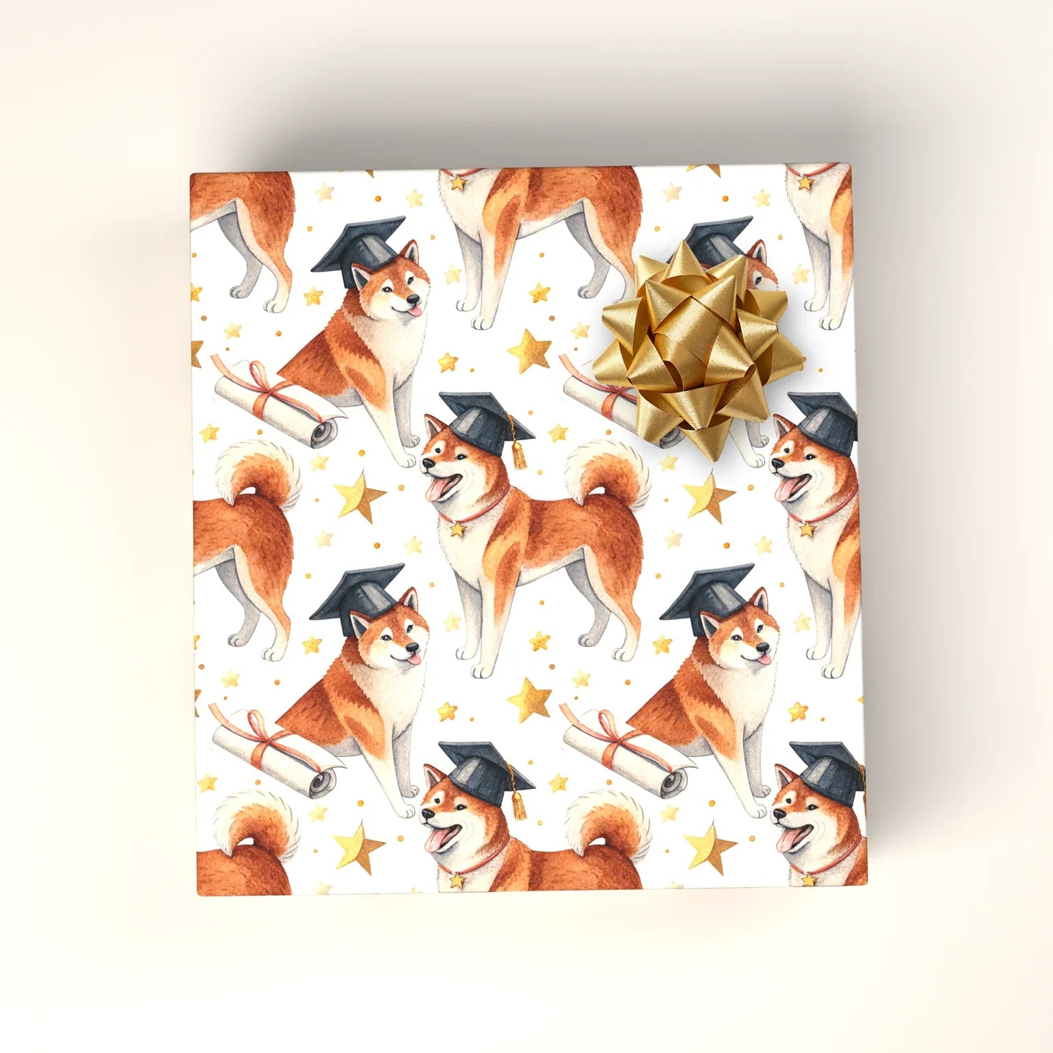 Shiba Inu Graduation Wrapping Paper — wrapped gift presentation