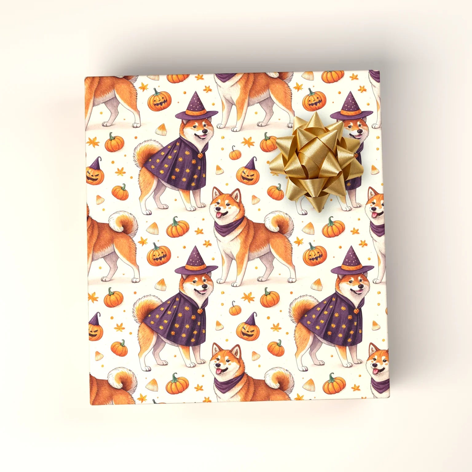 Shiba Inu Halloween Witch Wrapping Paper — wrapped gift presentation