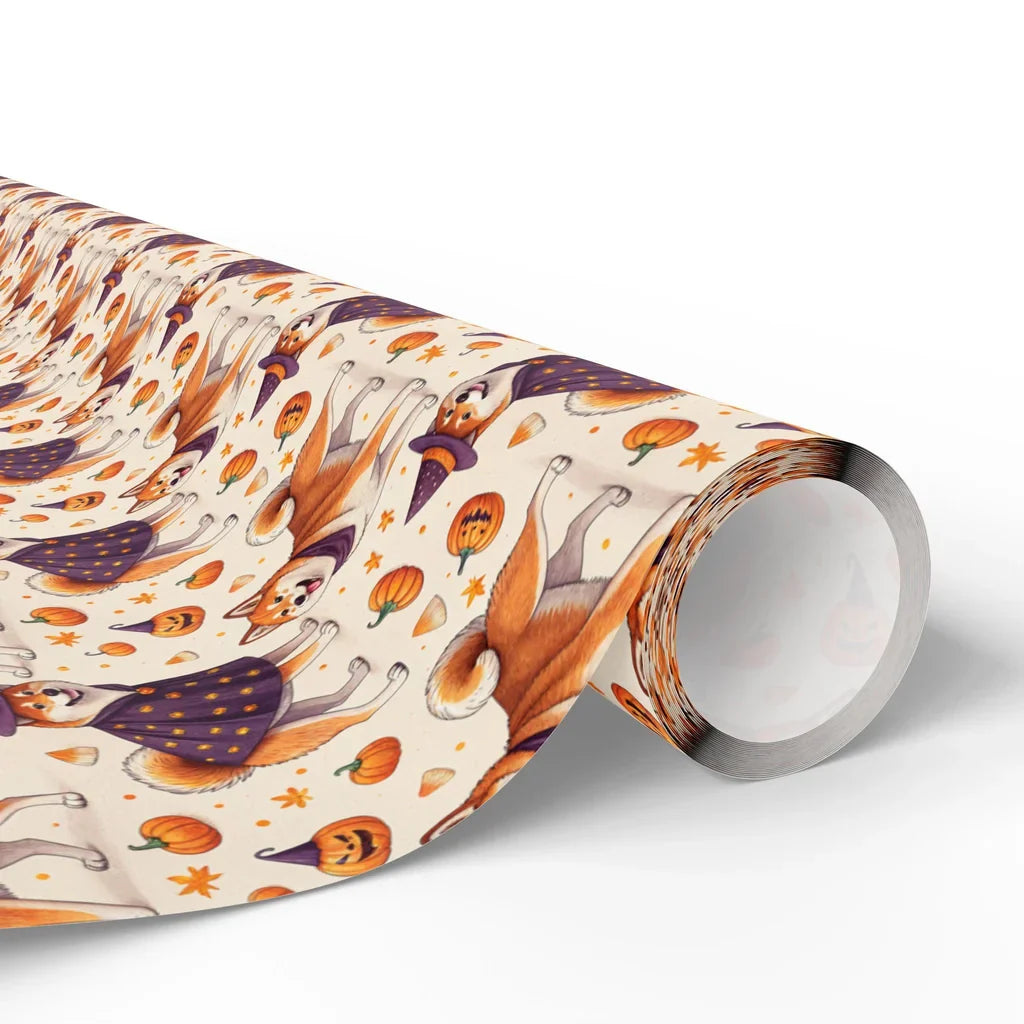 Shiba Inu Halloween Witch Wrapping Paper — paper roll