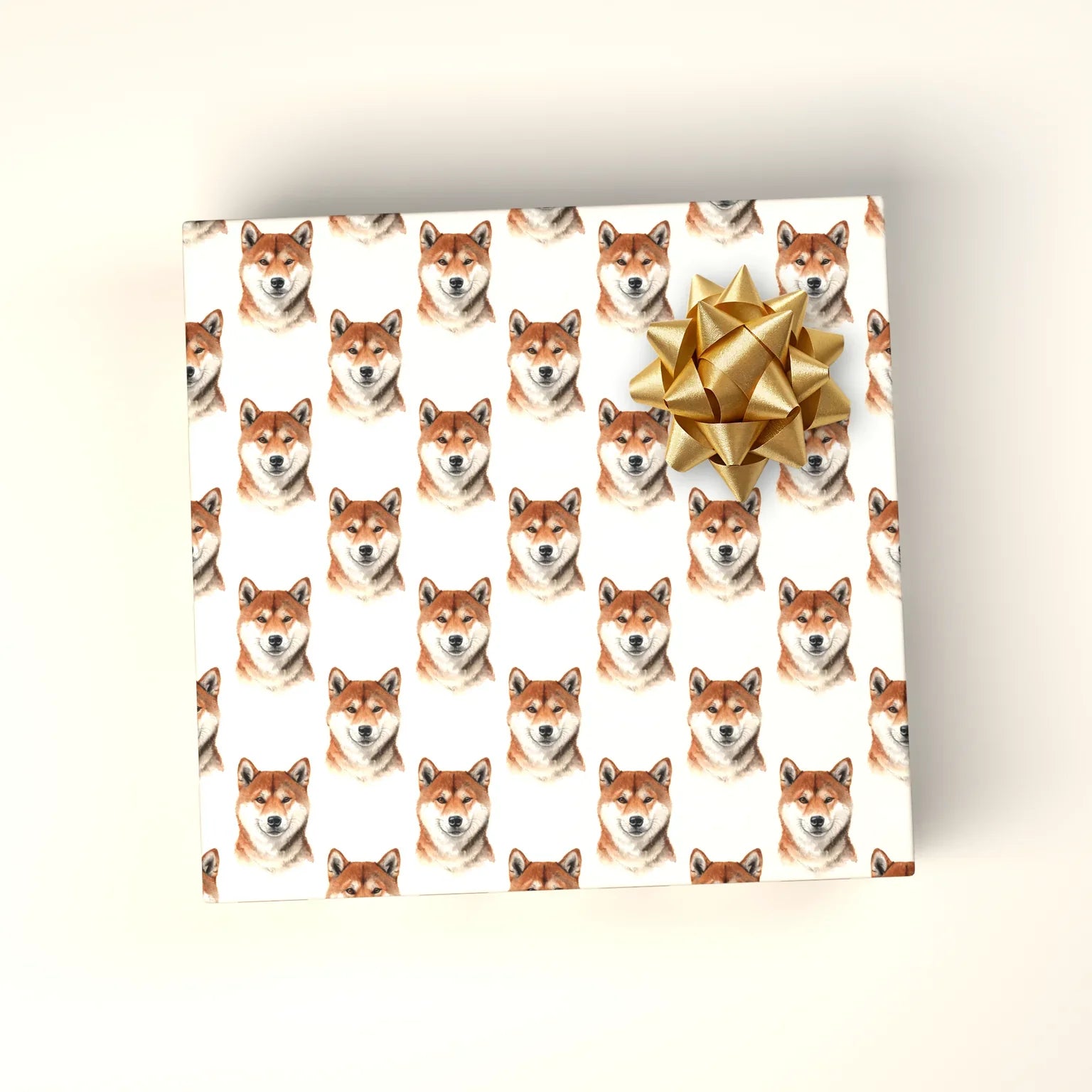 Shiba Inu Portrait Wrapping Paper — wrapped gift presentation