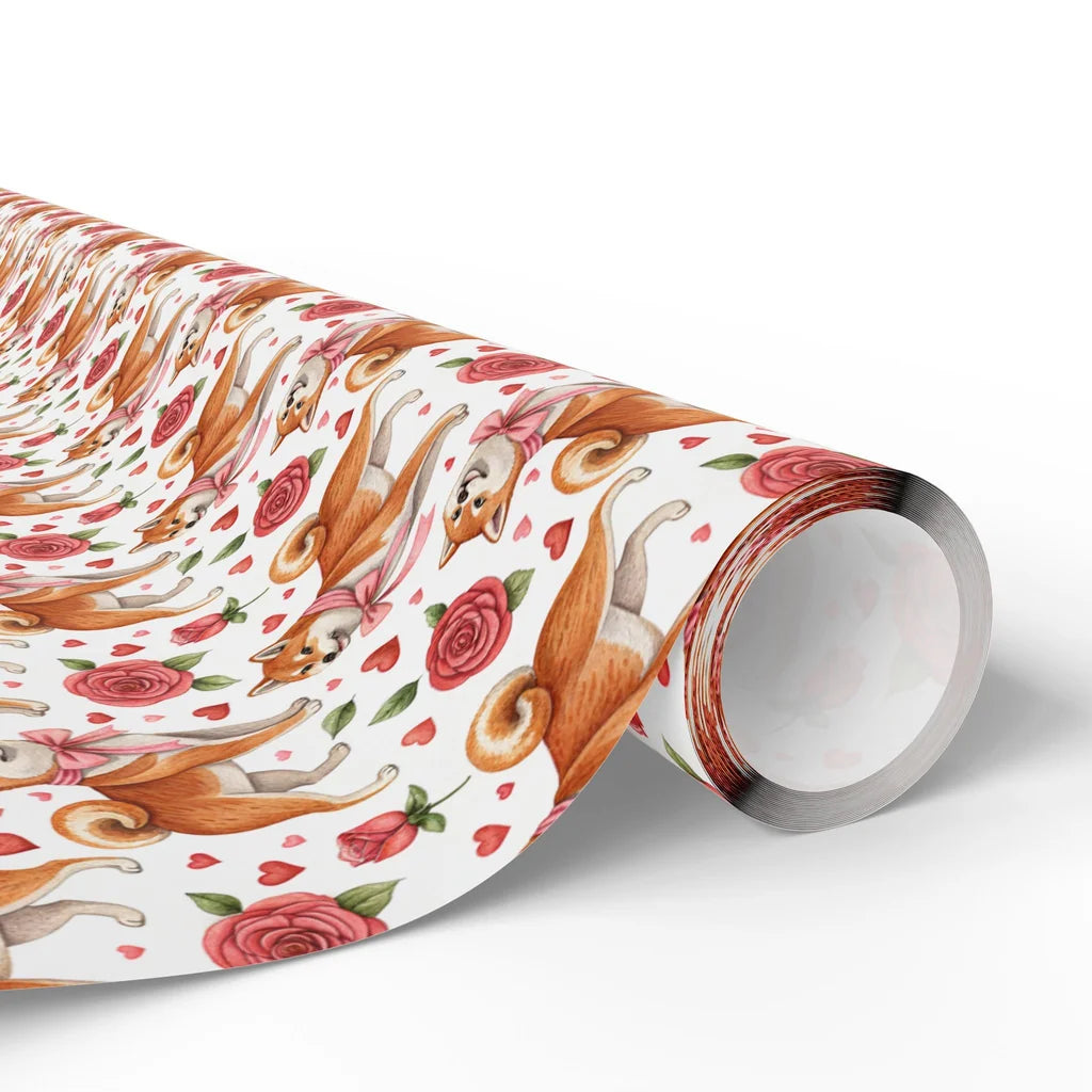 Shiba Inu Valentine's Day Wrapping Paper — paper roll