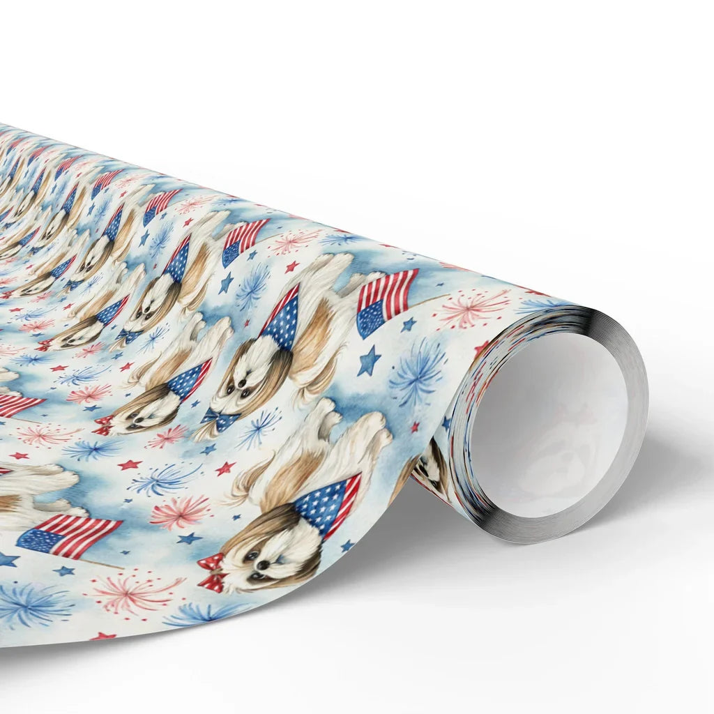 Shih Tzu Americana Wrapping Paper — paper roll