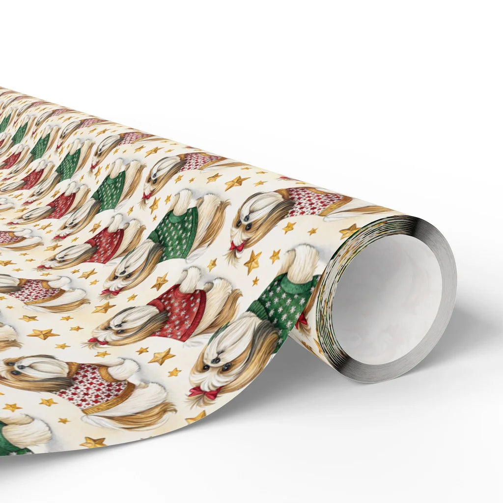 Shih Tzu Christmas Sweater Wrapping Paper — paper roll