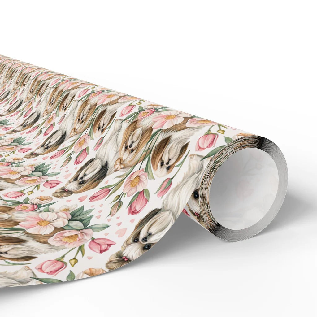 Shih Tzu Floral Wrapping Paper — paper roll