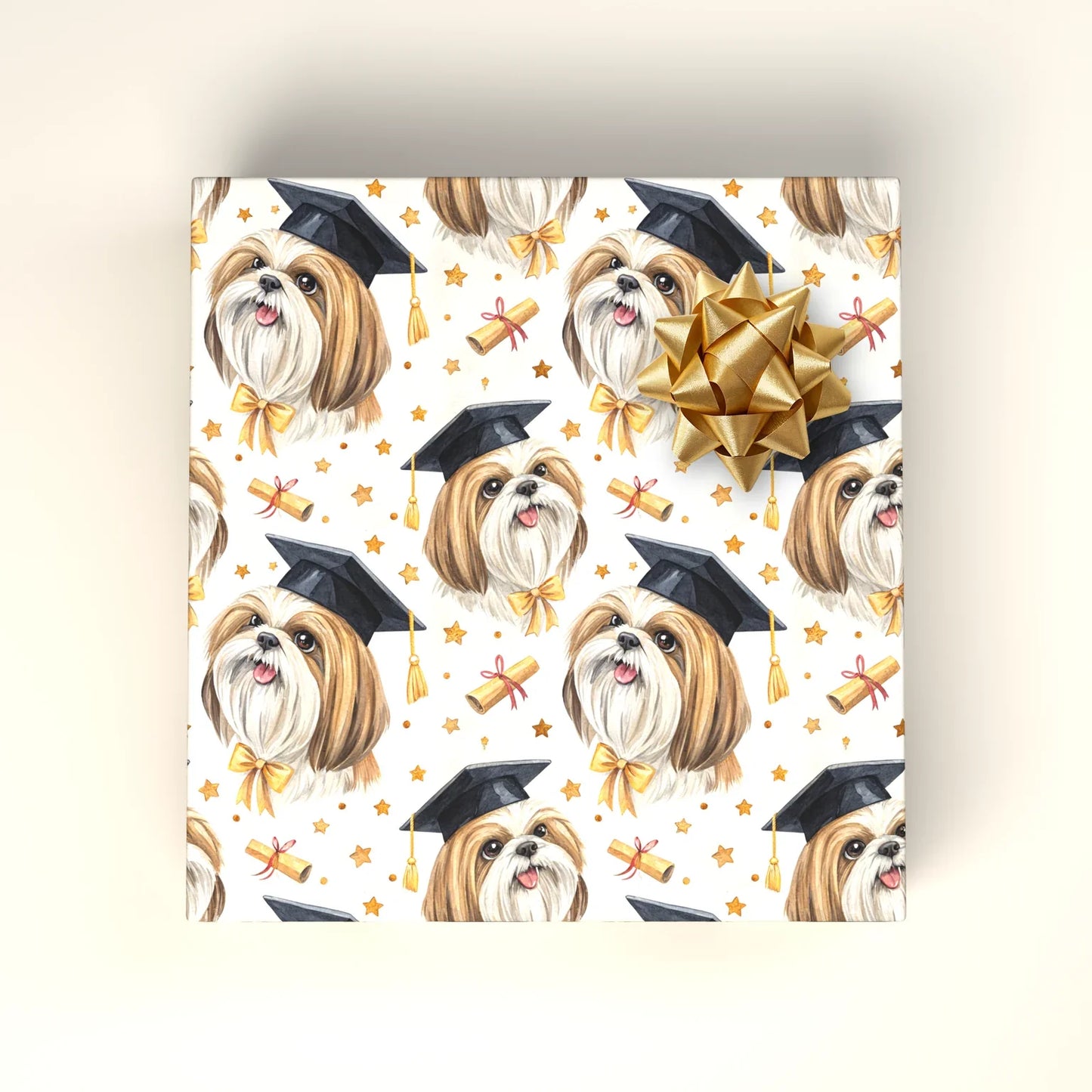 Shih Tzu Graduation Wrapping Paper — wrapped gift presentation