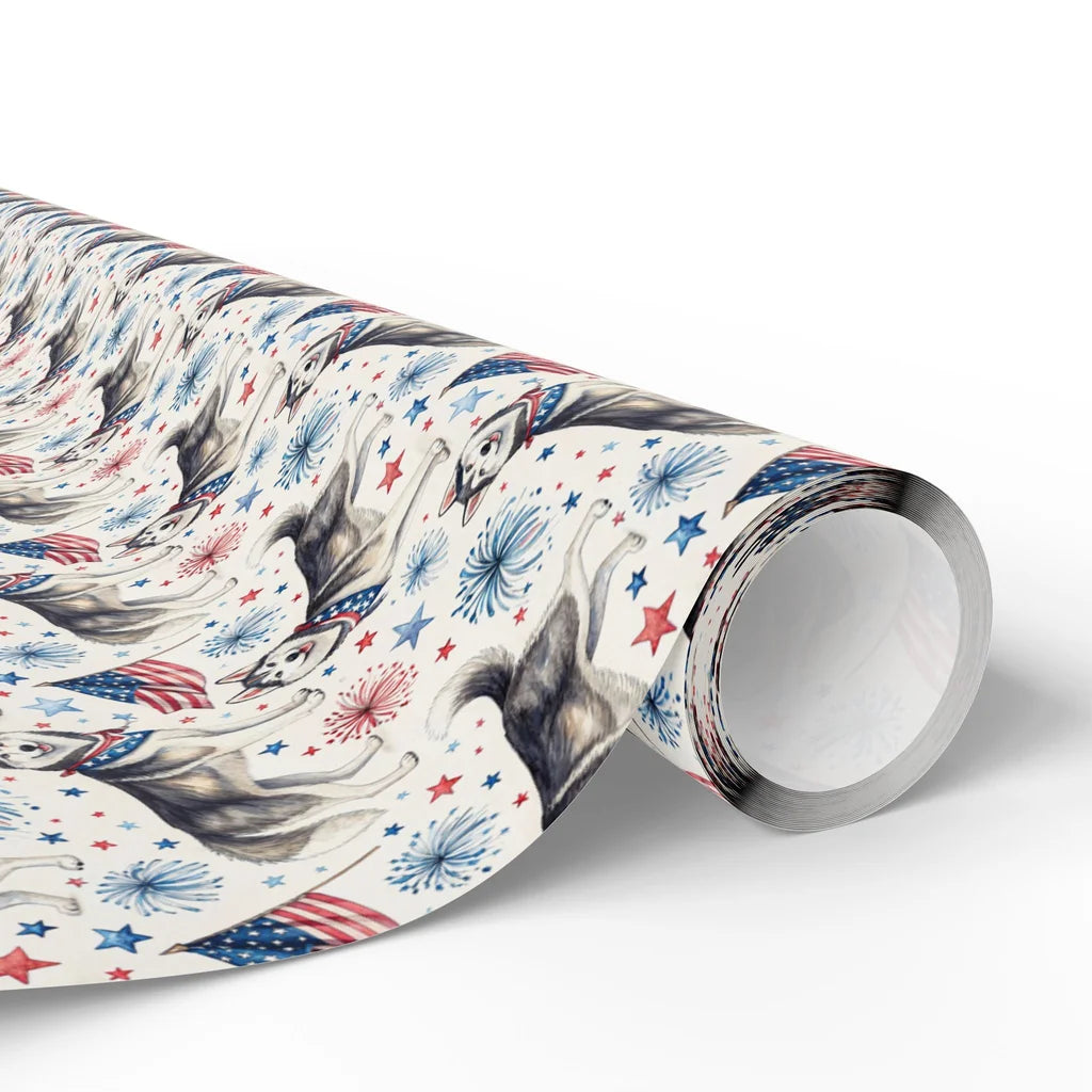 Siberian Husky Americana Wrapping Paper — paper roll