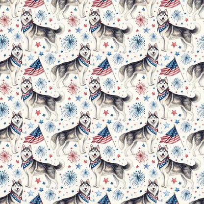 Siberian Husky Americana Wrapping Paper — repeating pattern tile