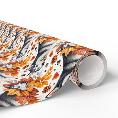 Siberian Husky Autumn Wrapping Paper — paper roll