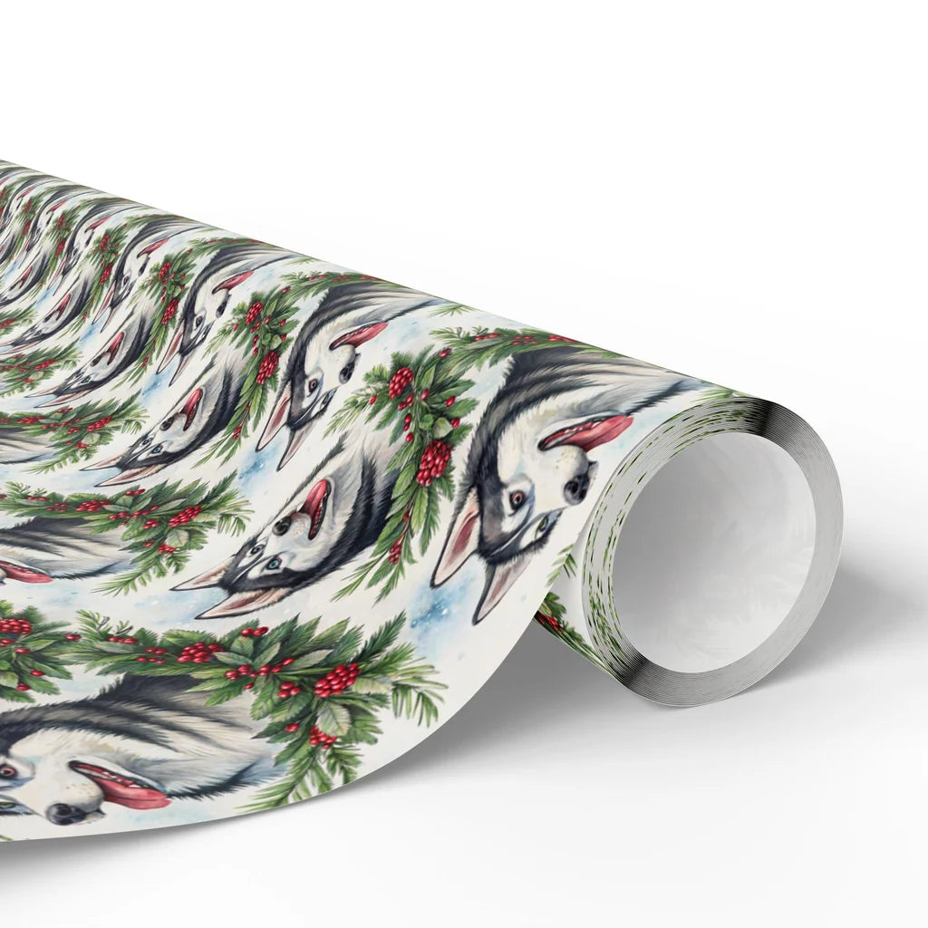 Siberian Husky Christmas Wrapping Paper — paper roll
