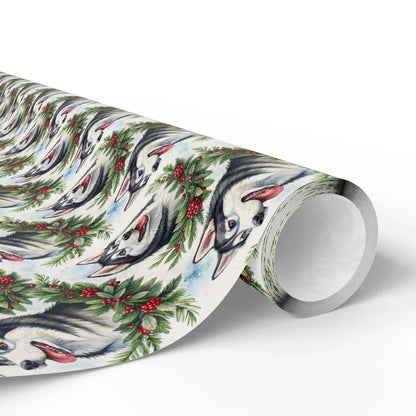 Siberian Husky Christmas Wrapping Paper — paper roll
