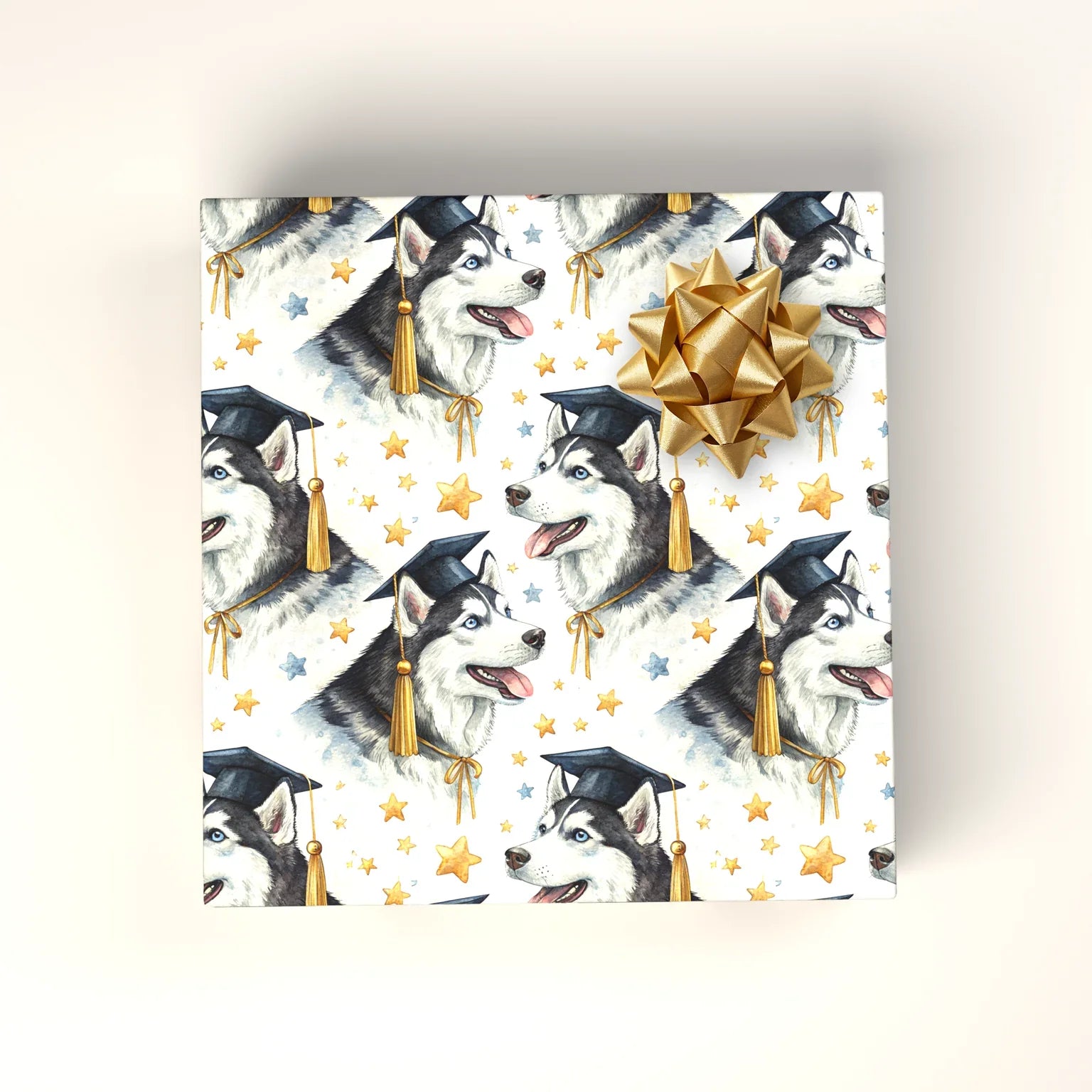 Siberian Husky Graduation Wrapping Paper — wrapped gift presentation