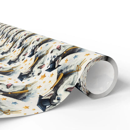 Siberian Husky Graduation Wrapping Paper — paper roll