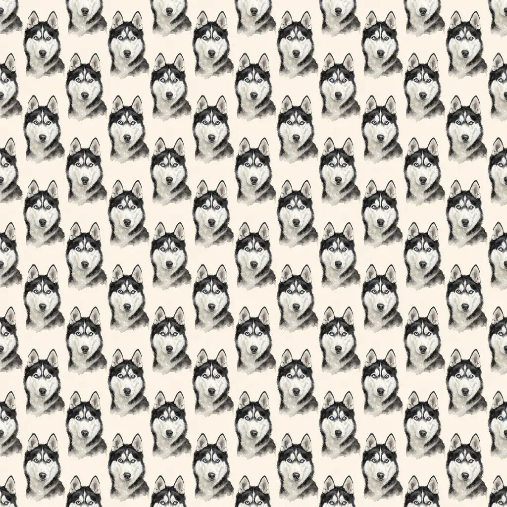 Siberian Husky Portrait Wrapping Paper — repeating pattern tile