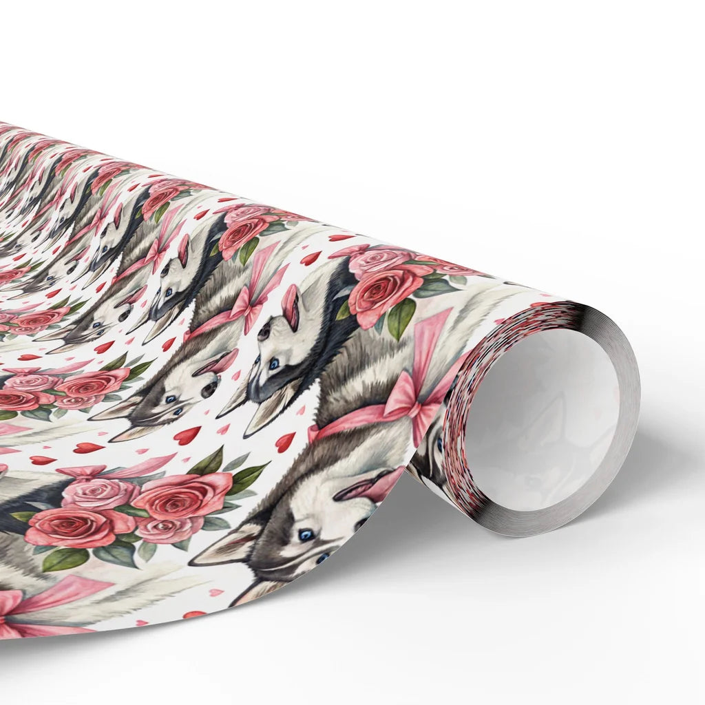 Siberian Husky Valentine Wrapping Paper — paper roll