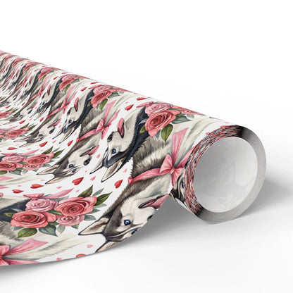 Siberian Husky Valentine Wrapping Paper — paper roll
