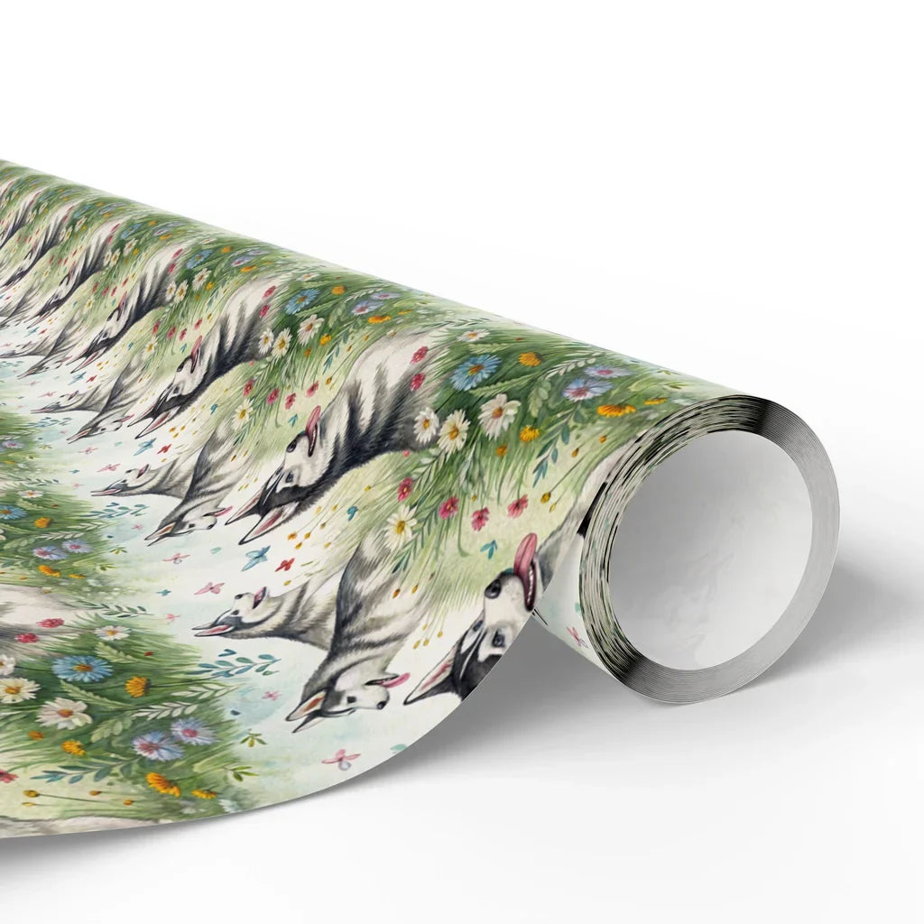 Siberian Husky Wildflower Wrapping Paper — paper roll