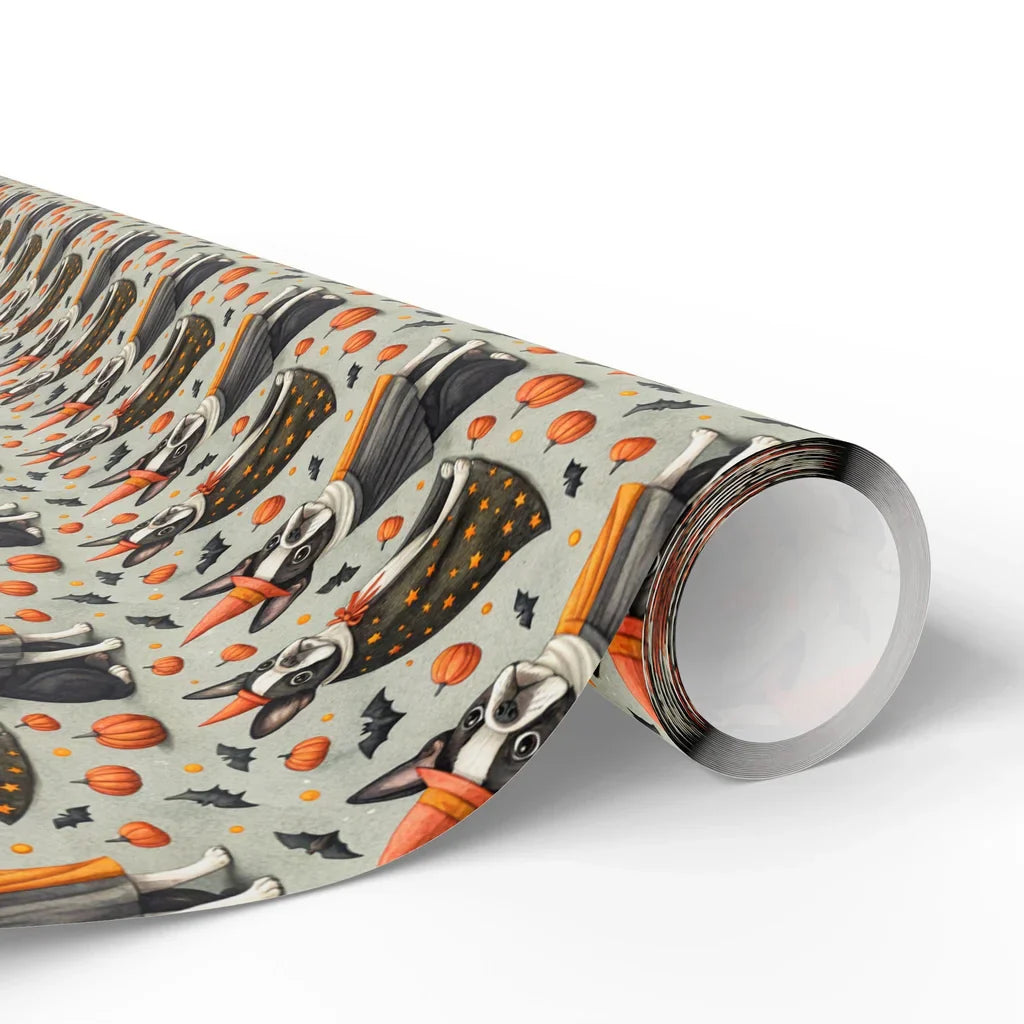 Spooky Boston Terrier Halloween Wrapping Paper — paper roll