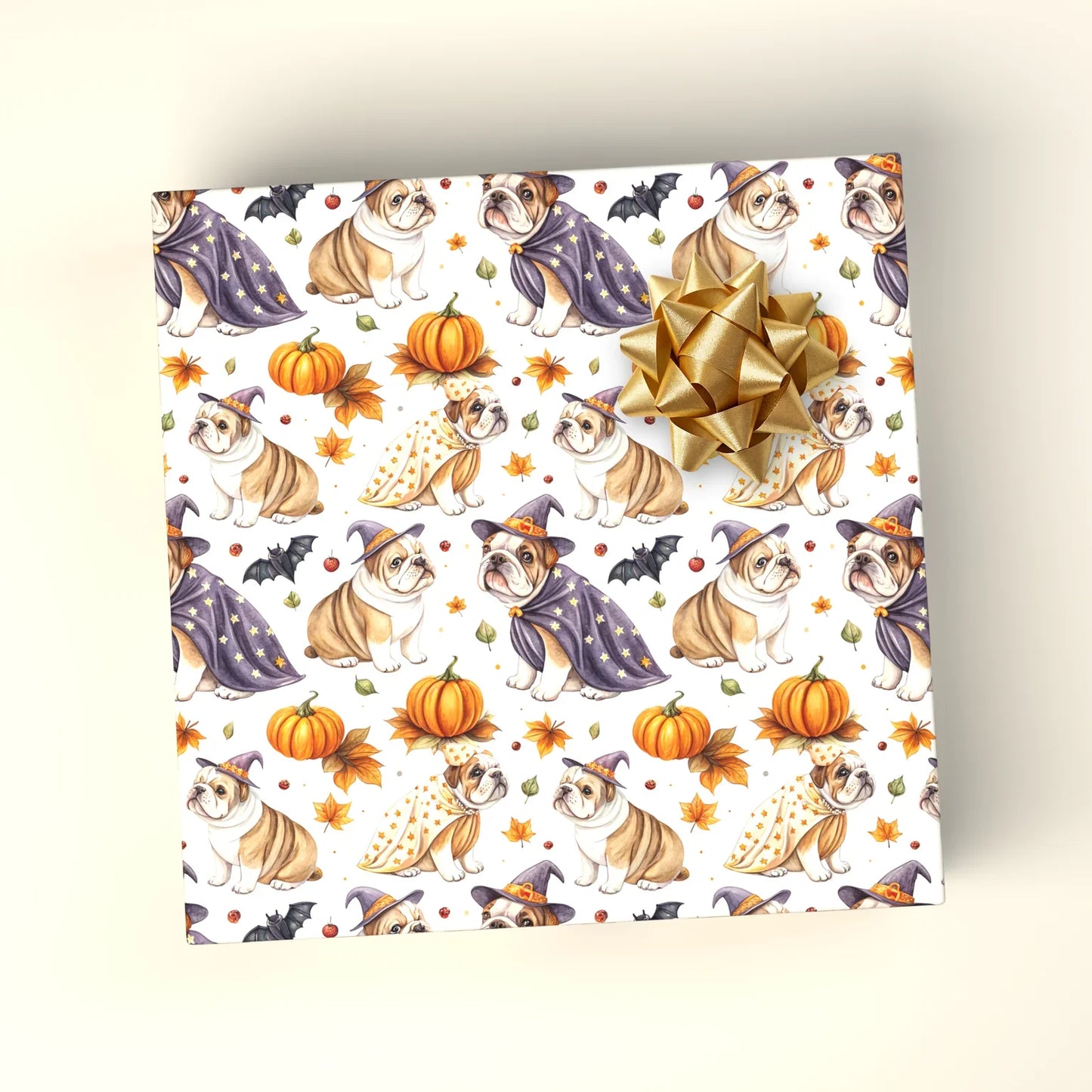 Spooky Bulldog Halloween Wrapping Paper — wrapped gift presentation