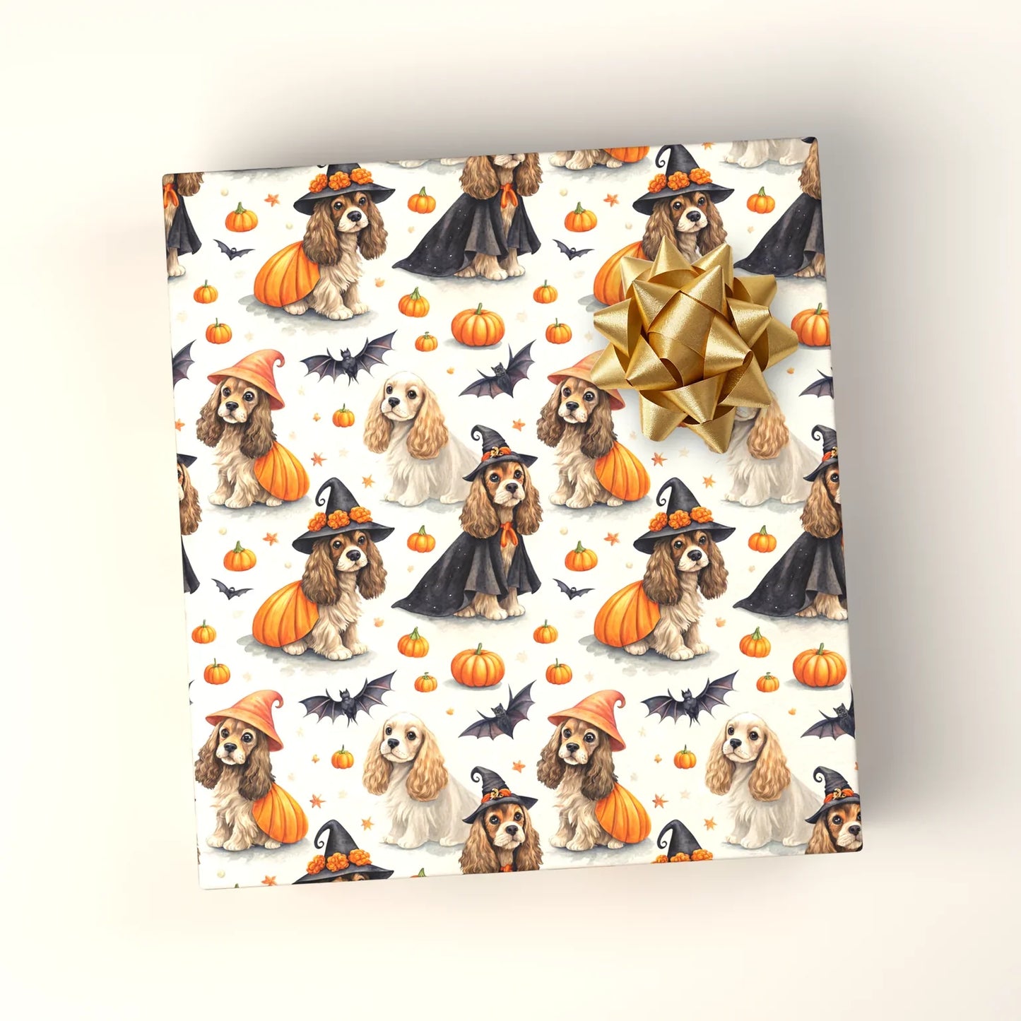Spooky Cocker Spaniel Halloween Wrapping Paper — wrapped gift presentation