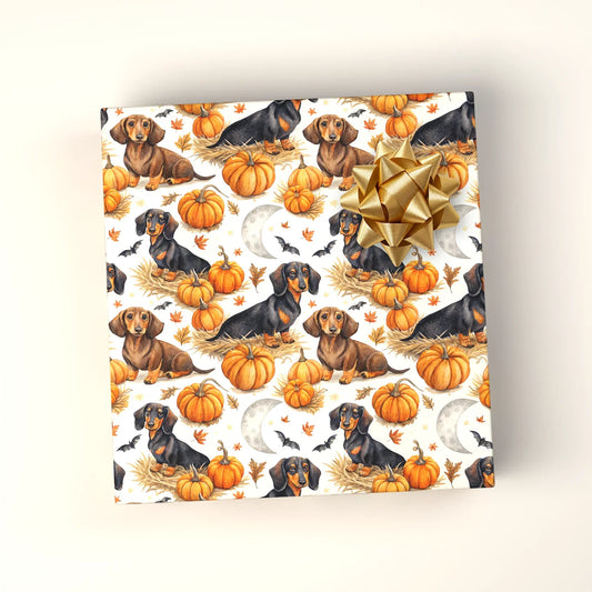 Spooky Dachshund Halloween Wrapping Paper — wrapped gift presentation