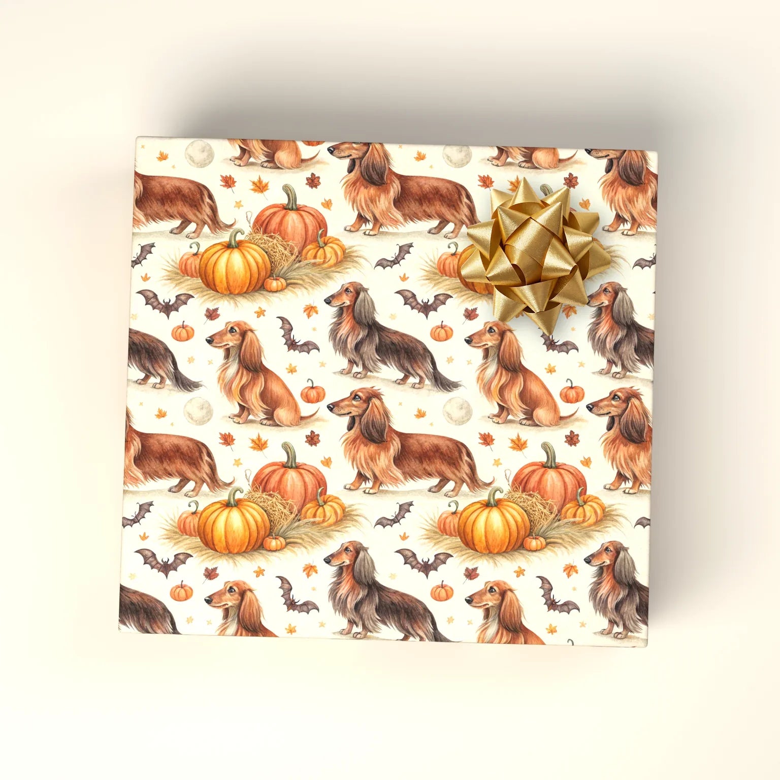 Spooky Dachshund Halloween Wrapping Paper — wrapped gift presentation