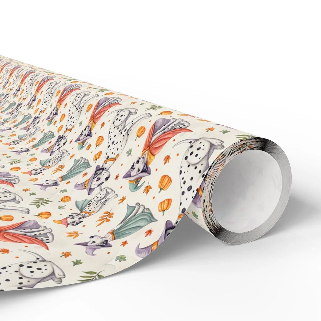 Spooky Dalmatian Halloween Witch Wrapping Paper — paper roll