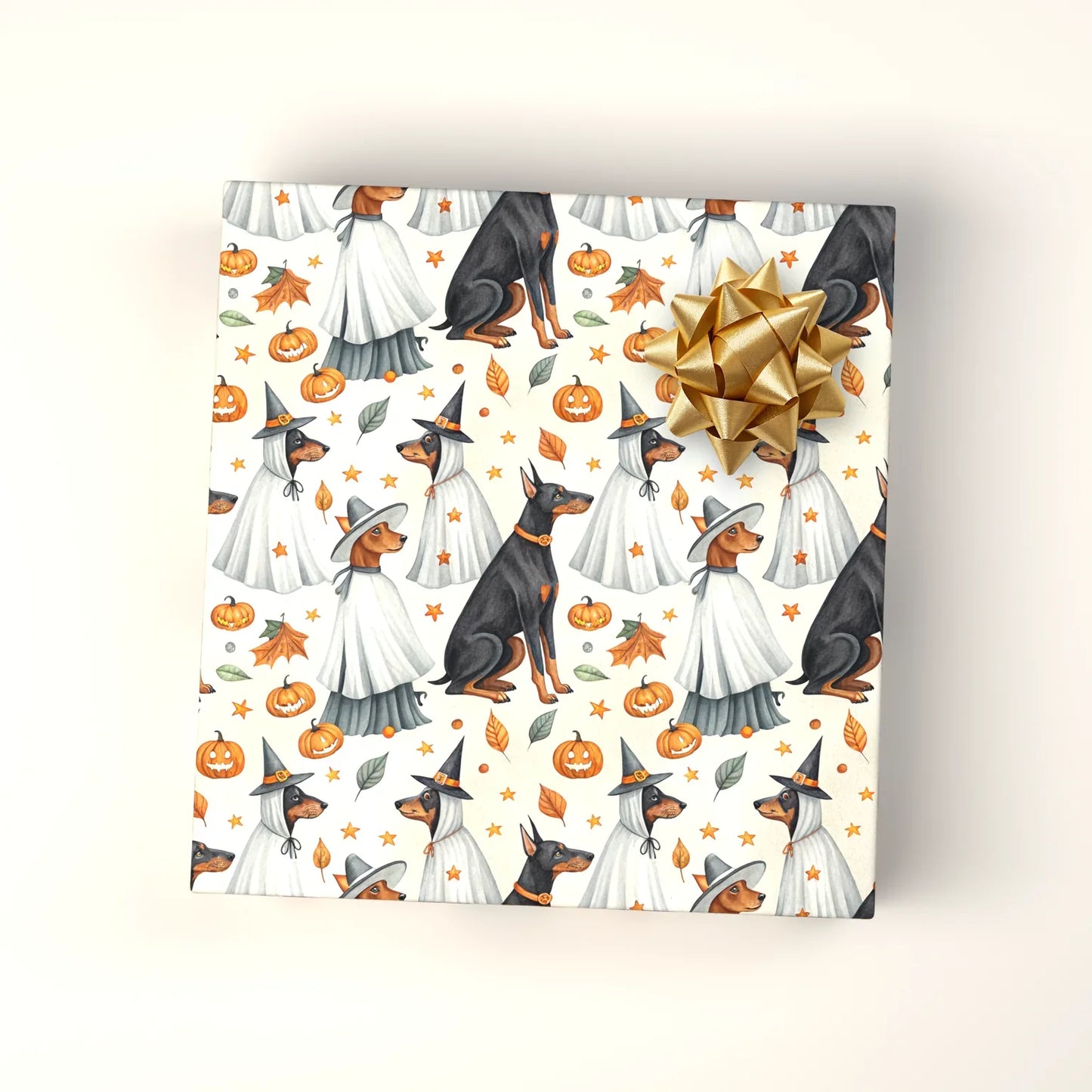 Spooky Doberman Halloween Wrapping Paper — wrapped gift presentation