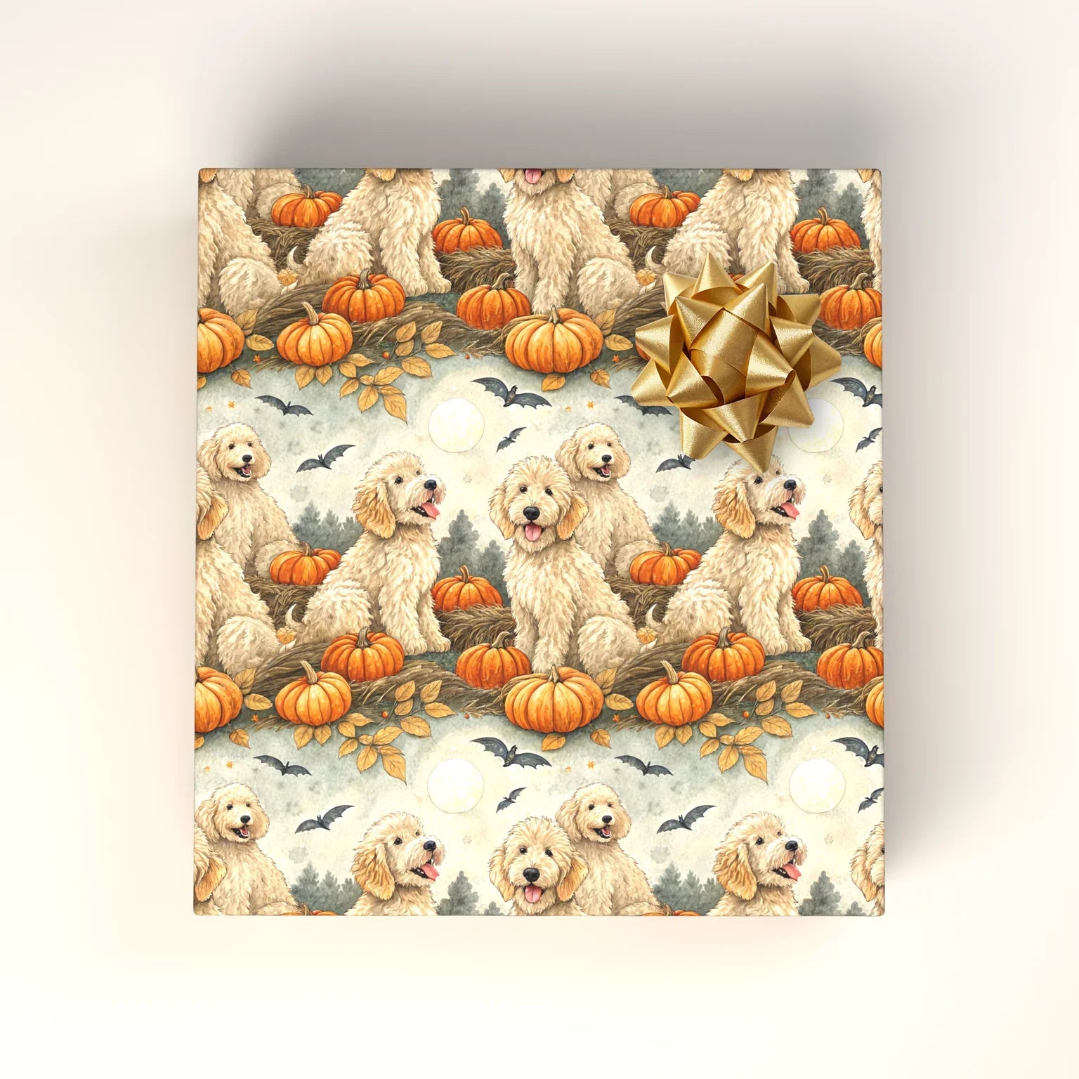 Spooky Doodle Halloween Wrapping Paper — wrapped gift presentation