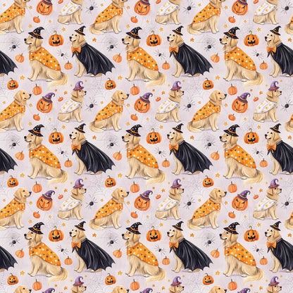 Spooky Good Boy: Golden Retriever Halloween Wrapping Paper — repeating pattern tile