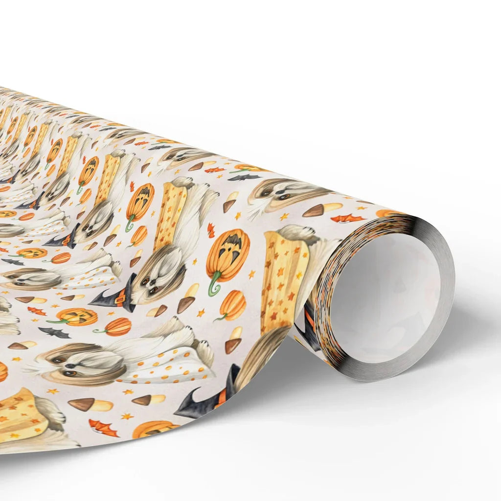 Spooky Shih Tzu Halloween Wrapping Paper — paper roll