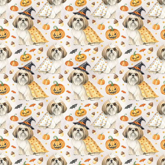 Spooky Shih Tzu Halloween Wrapping Paper — repeating pattern tile
