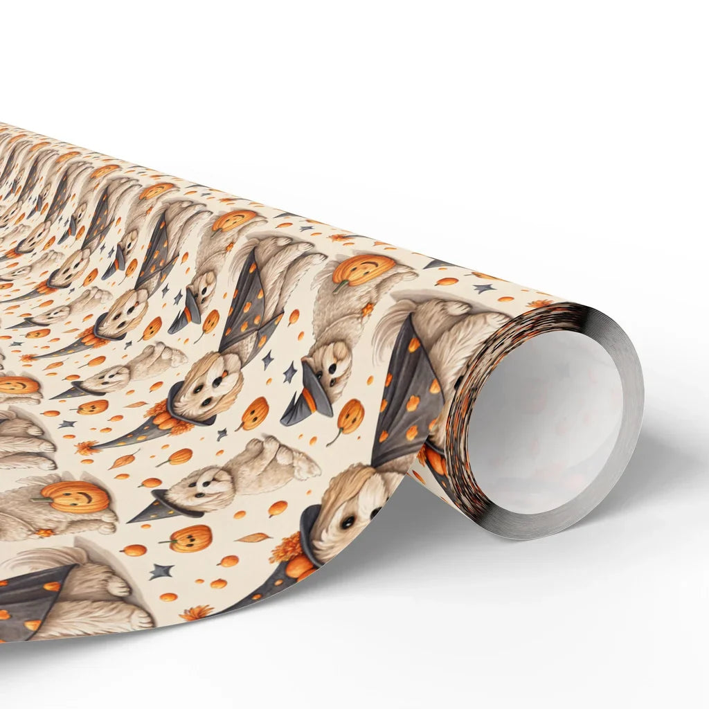 Spooky Witch Dog Halloween Wrapping Paper — paper roll