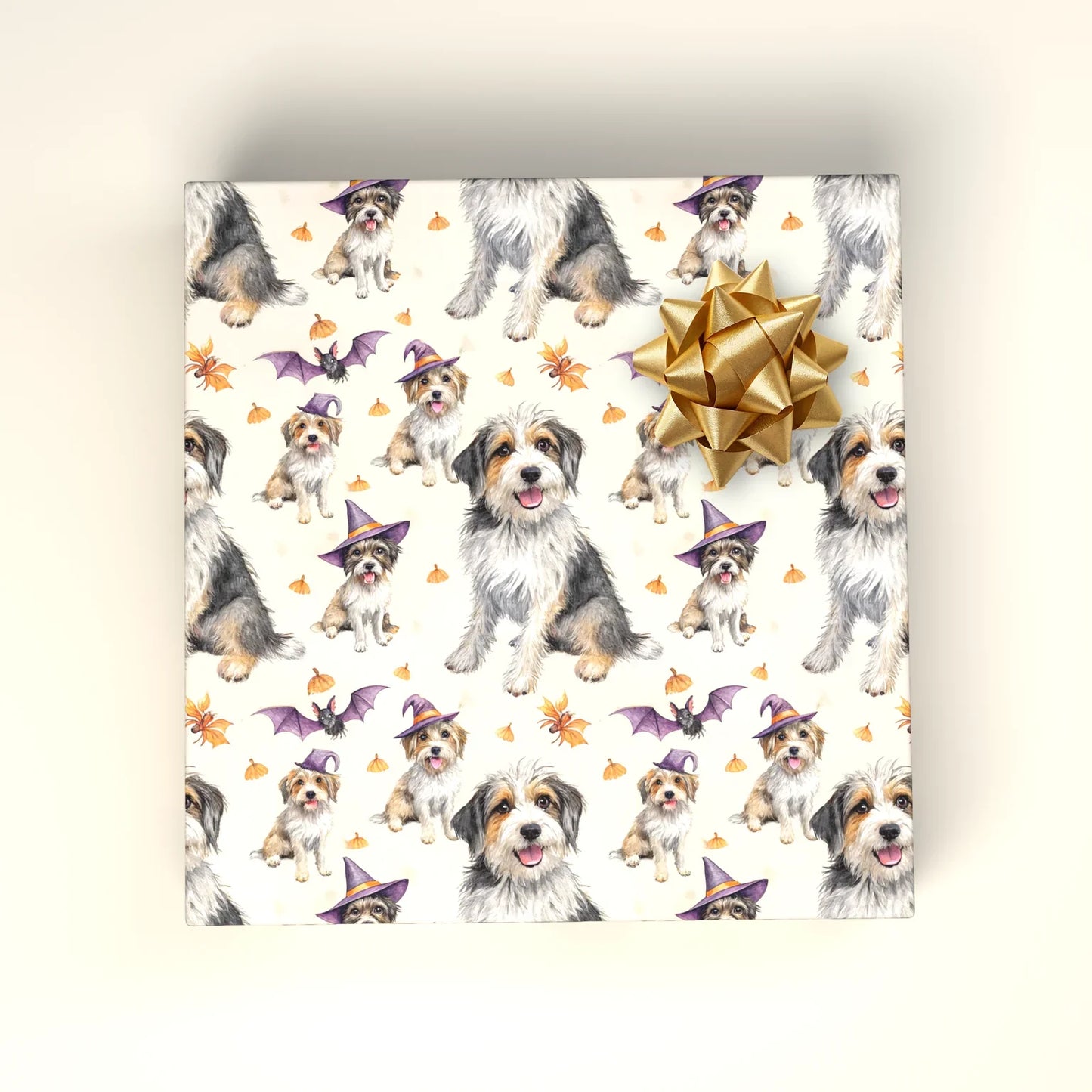 Spooky Witch Hat Dogs Halloween Wrapping Paper — wrapped gift presentation